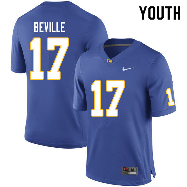 Youth #17 Davis Beville Pitt Panthers College Football Jerseys Sale-Royal